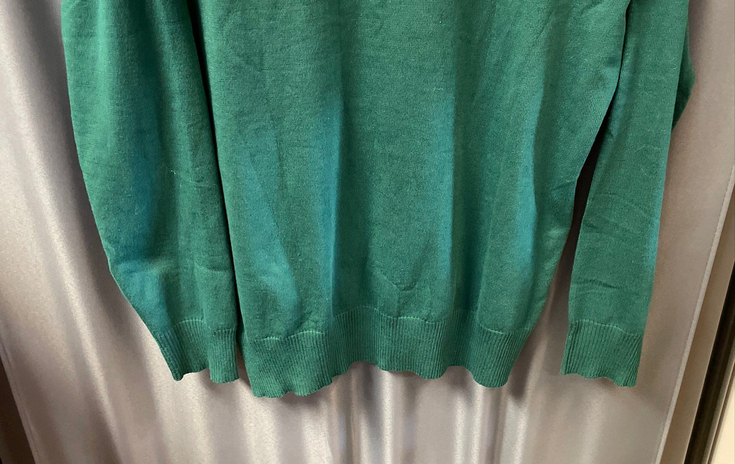 Coofandy Men's Green Crewneck Sweater Ribbed Knit Polyester Pullover Sz L