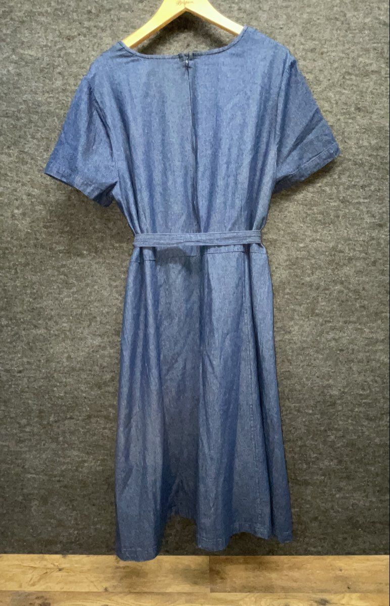 Anthony Richards Women's Blue Cotton Denim Dress Square Neck Belted Pockets 18