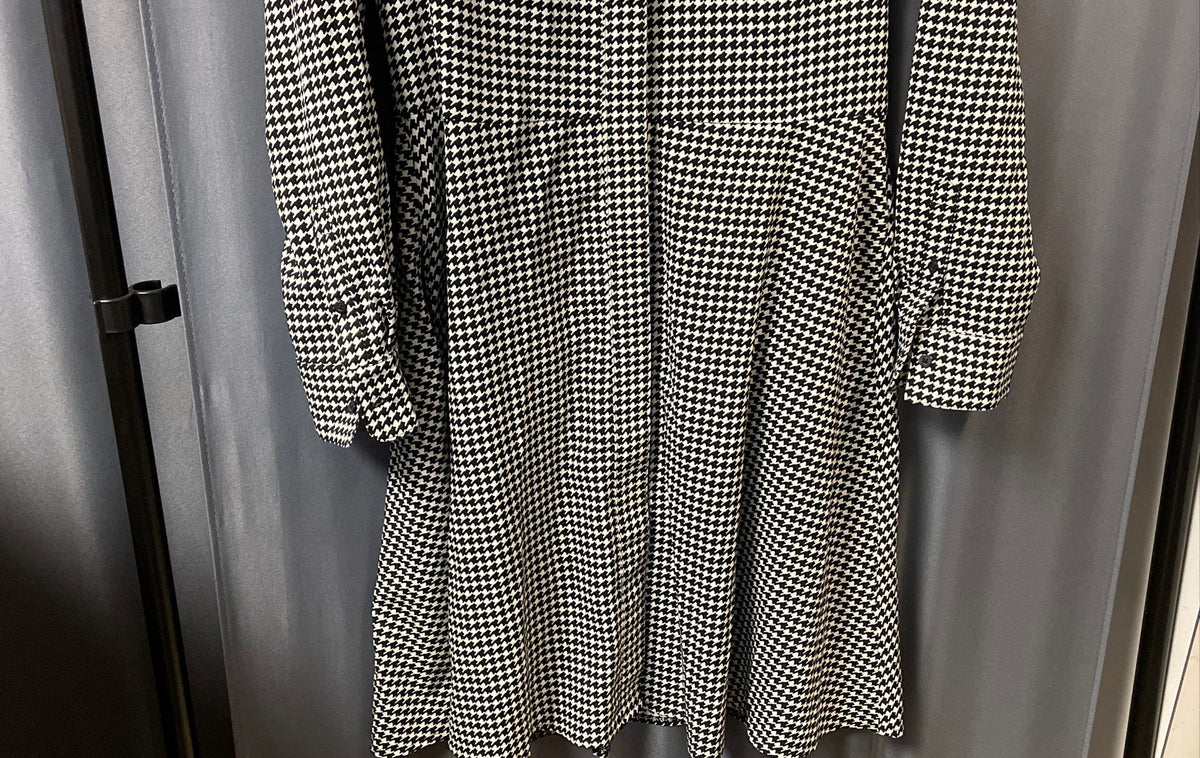 Lauren Ralph Lauren Women's Black White Houndstooth Pockets Shirtdress Sz 10