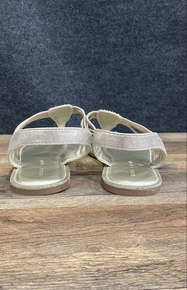 Kelly & Katie Silver Rhinestone Slingback Flip Flop Sandals Women's Size 11M