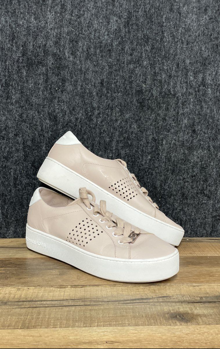 Michael Kors Poppy Soft Pink Leather Platform Sneakers Women's Size 8.5