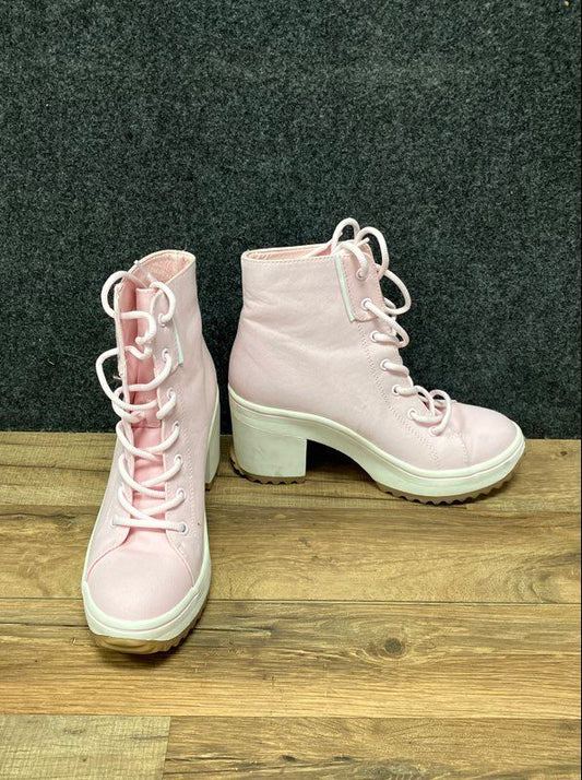 MIA Brittnee Pink Textile Platform Lace Up Ankle Boots Women's Size 8
