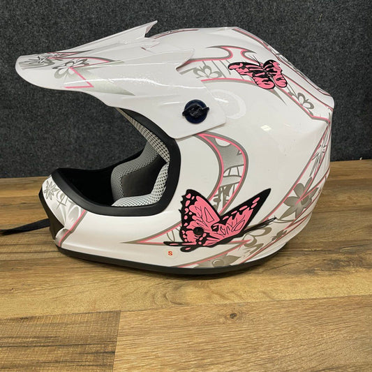 SLMOTO TCMT Youth Dirt Bike Helmet HY 601 DOT Small Pink Butterfly Motocross