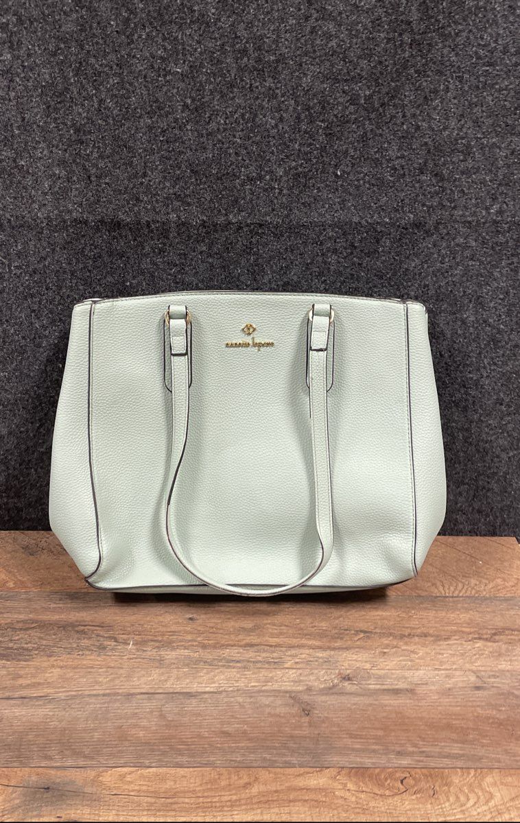 Nanette Lepore Mint Green Pebbled Faux Leather Tote Shoulder Bag Gold Hardware