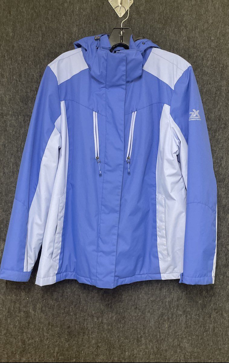 ZeroXposur Women's Blue White Colorblock Hooded Insulated Ski Jacket Sz L