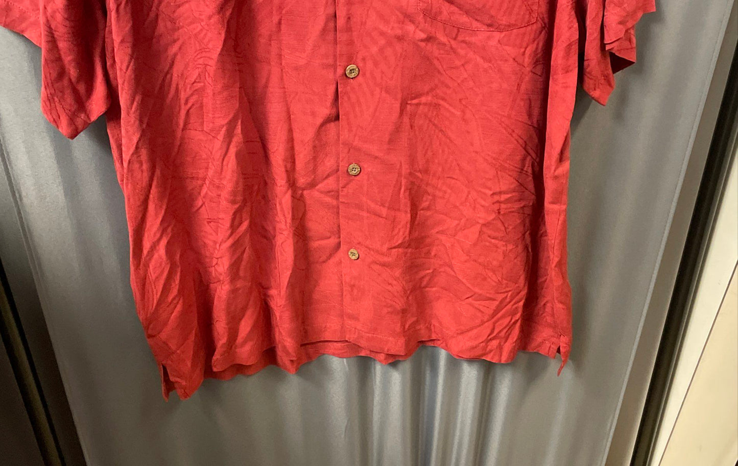 Tommy Bahama Men's Red Silk Blend Tonal Tropical Jacquard Camp Shirt Sz XXL