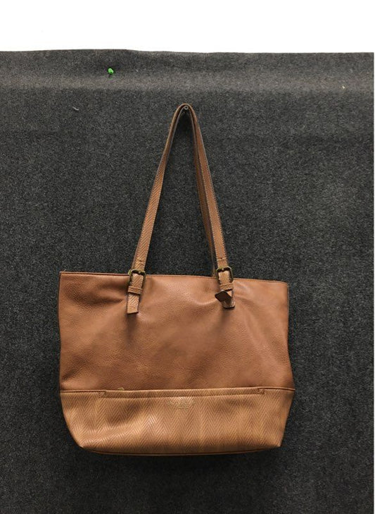 Darcy Marks London Tan Chevron Textured Large Tote Shoulder Bag Gold Hardware