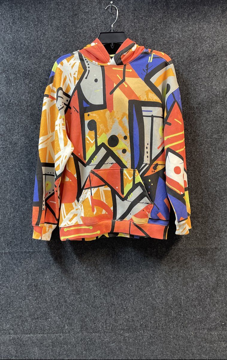 DSG Men's Multicolor Abstract Geometric Graffiti Print Hoodie Sz XL