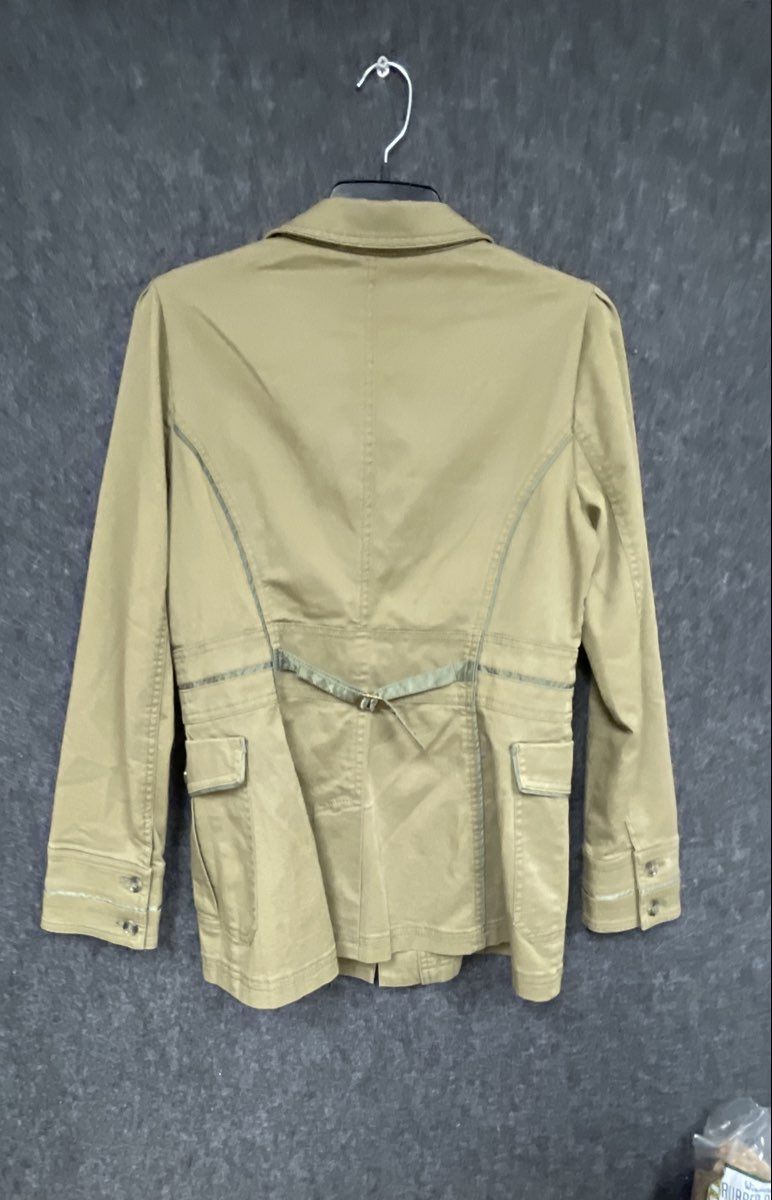 White House Black Market Women's Khaki Utility Military Jacket Button Front Sz 8