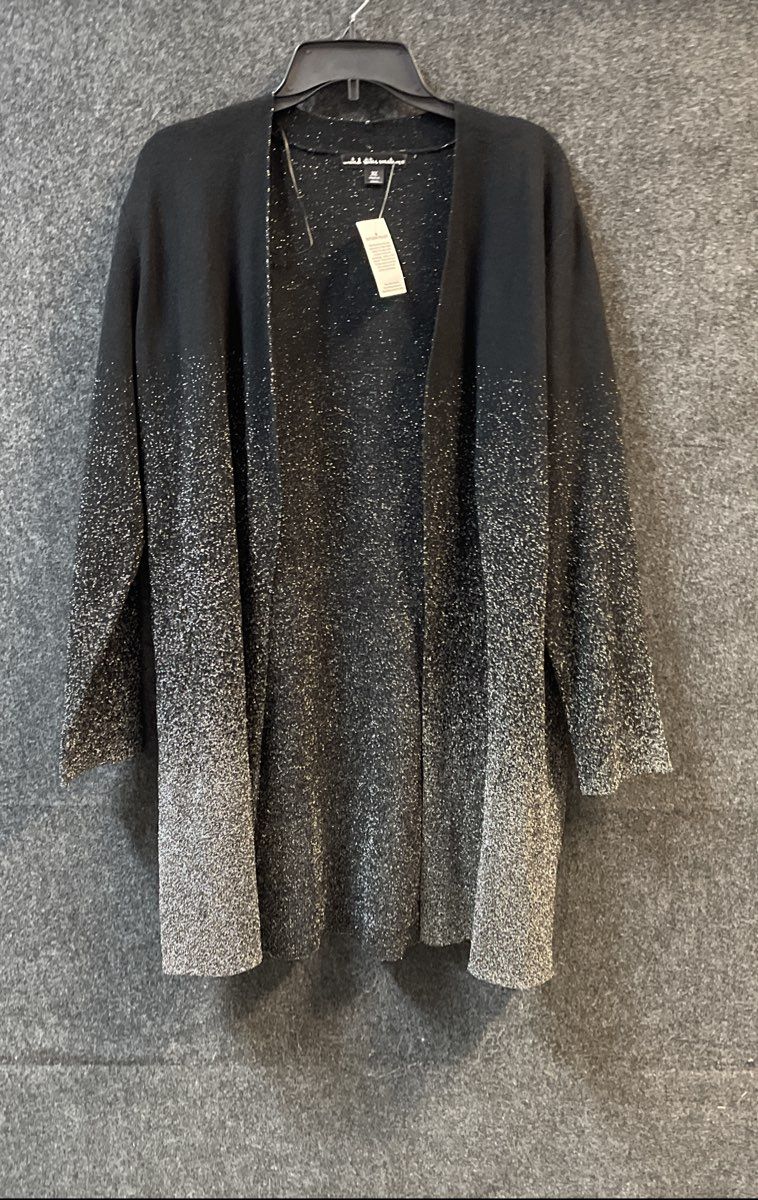 United States Sweaters Women's Black Silver Ombre Metallic Cardigan Sz XL NWT
