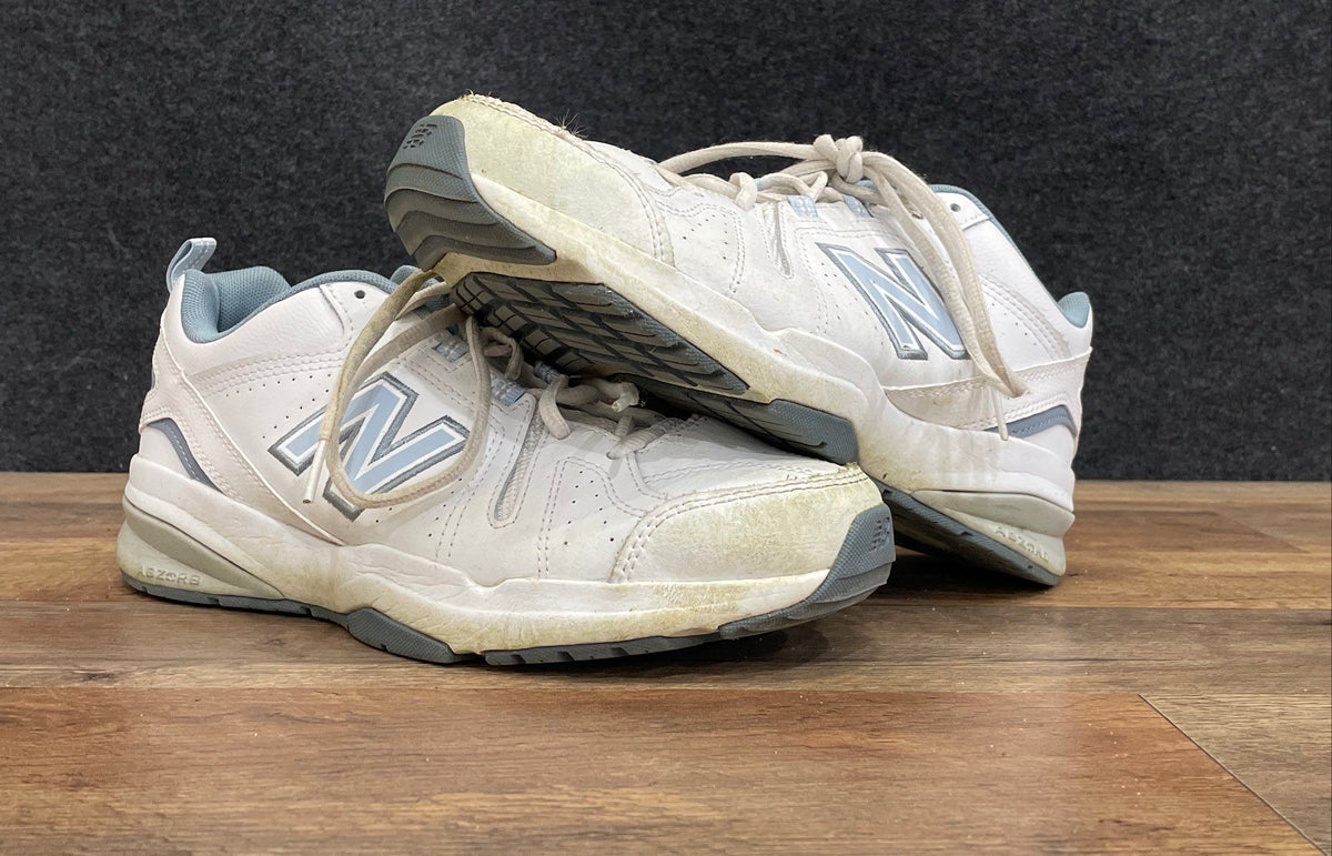 New Balance 608 v5 White Blue Women's Training Shoes Size 9.5 Wide