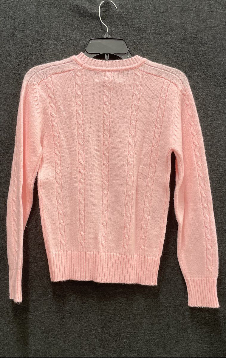 Vintage 80s T.G.I.F. Pink Cable Knit Crew Neck Sweater Made in Korea Sz M