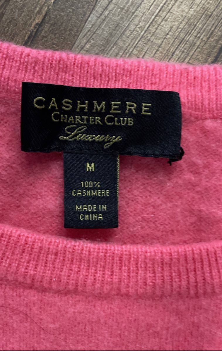 Charter Club Women's Pink 100% Cashmere Luxury Crewneck Sweater Sz M