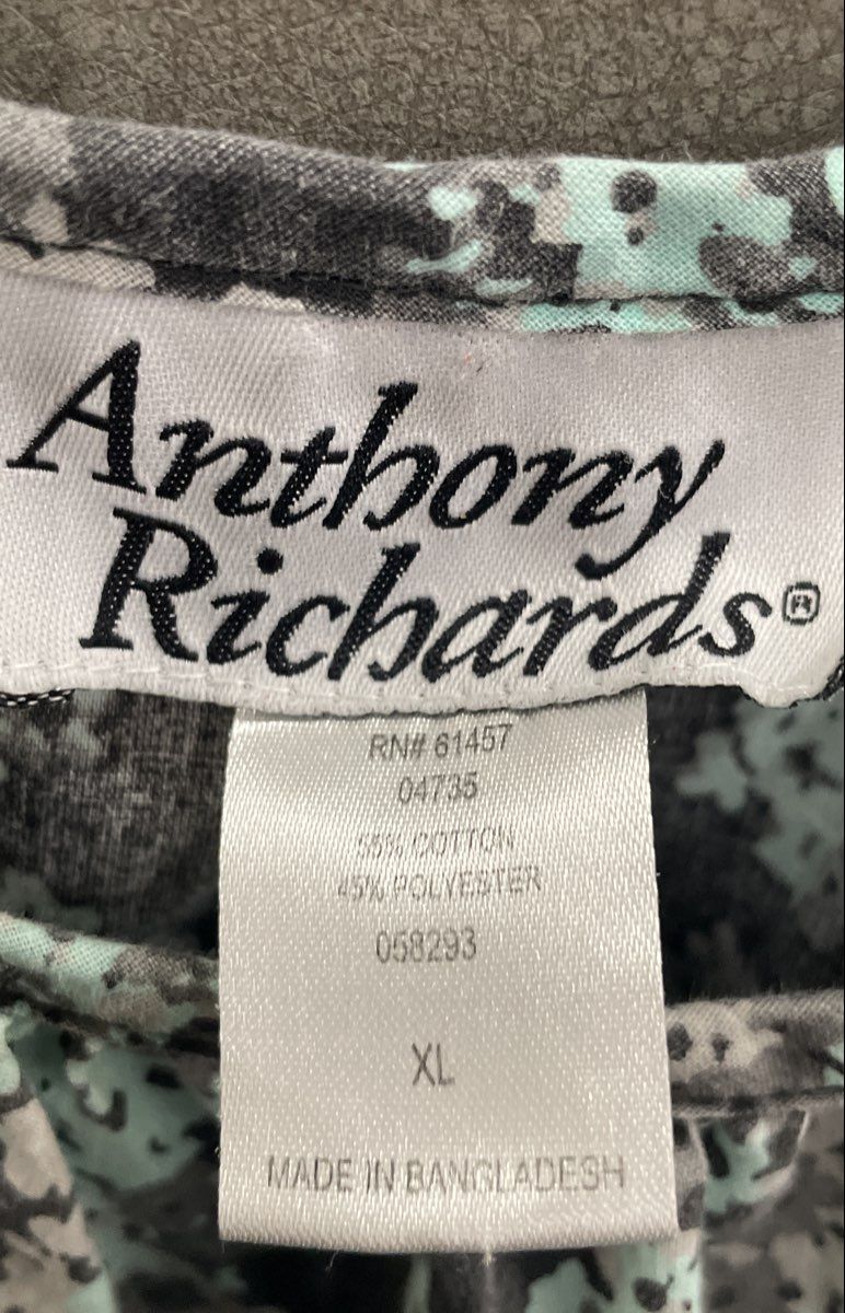 Vintage 90s Anthony Richards Women's Blue Grey Floral Button Strap Dress Sz XL