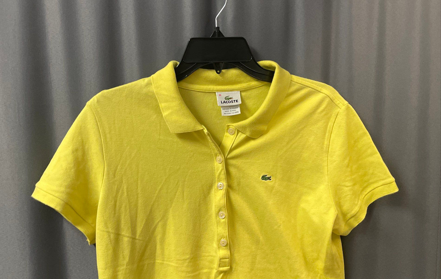 Lacoste Women's Yellow Cotton Stretch Pique Polo Shirt Sz 46