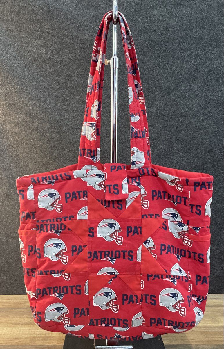 New England Patriots Red Quilted Star Patchwork Tote Bag Shoulder Bag NFL