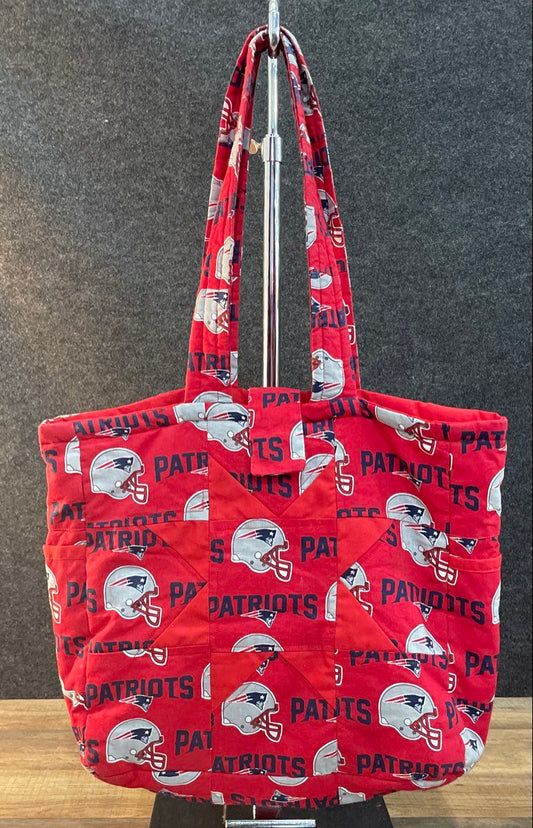 New England Patriots Red Quilted Star Patchwork Tote Bag Shoulder Bag NFL
