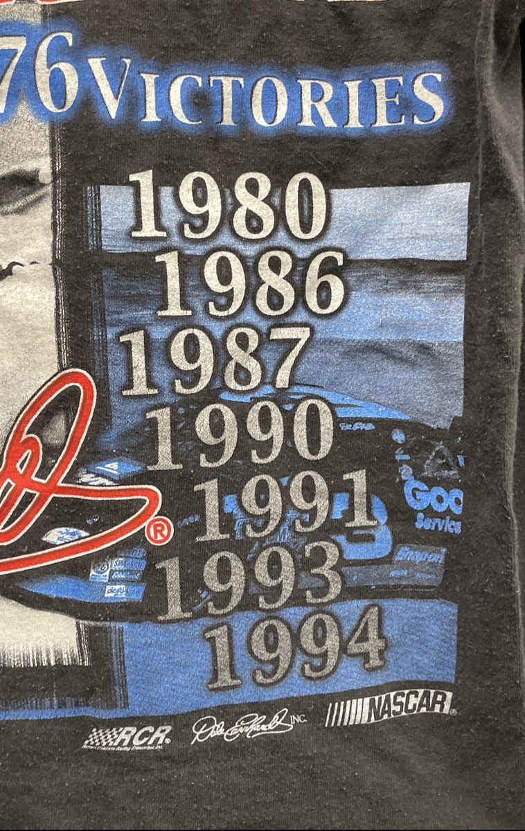 Vintage 90s Dale Earnhardt Men's Black NASCAR T-Shirt 7 Championships Sz S/M