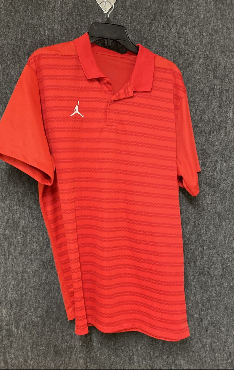 Jordan Men's Red Dri-FIT Victory Coaches Stripe Polo Shirt Size XL