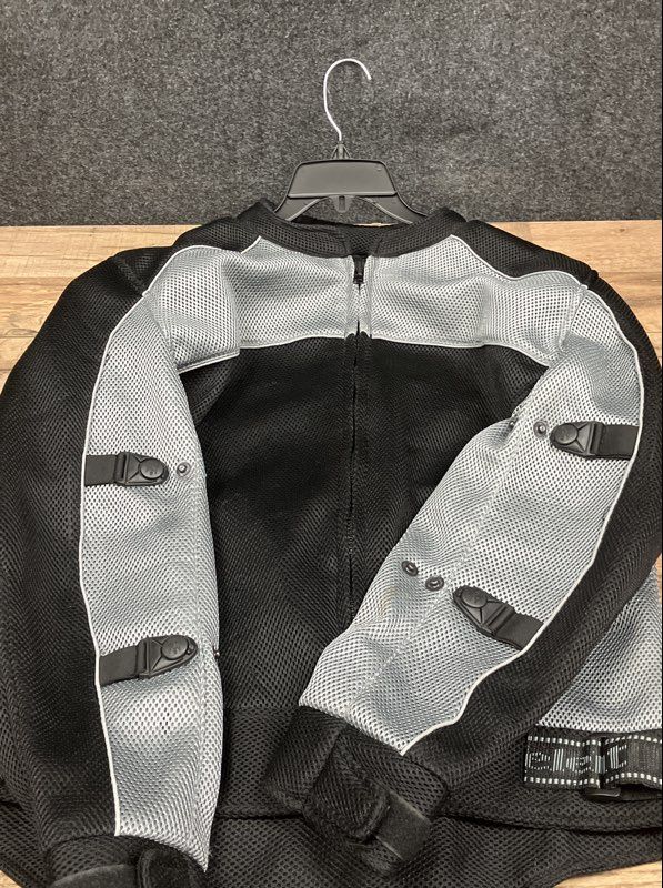 Xelement Men's Black Gray Mesh Armored Motorcycle Riding Jacket Size XL