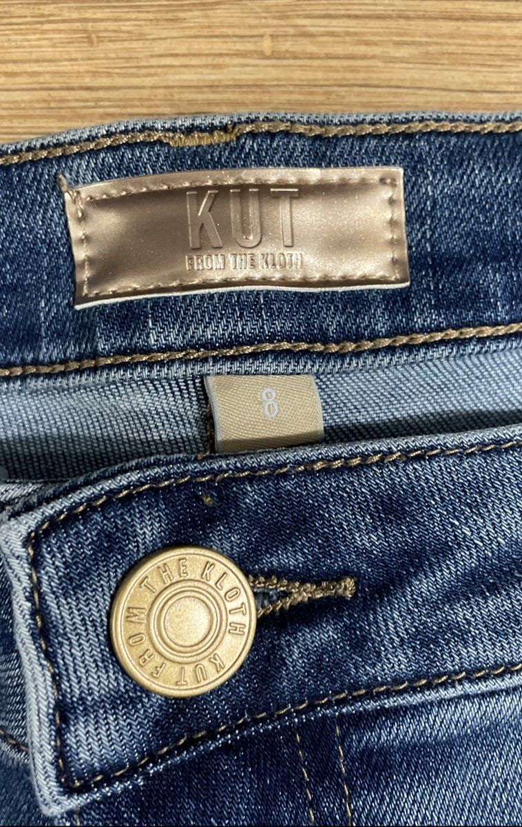 KUT from the Kloth Women's Meg High Rise Wide Leg Front Seam Blue Jeans Size 8