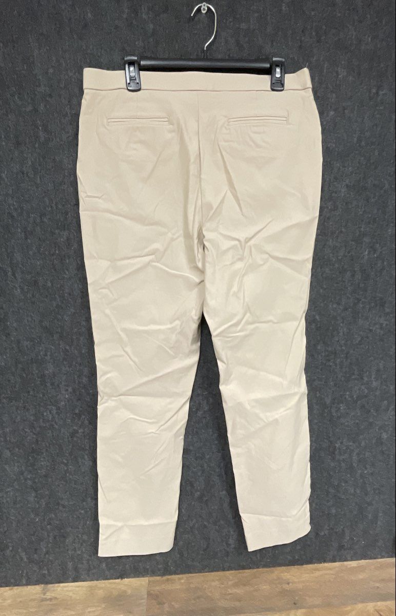 Anne Klein Women's Beige Pull-on Pants Trousers Gold Stud Accents Size L