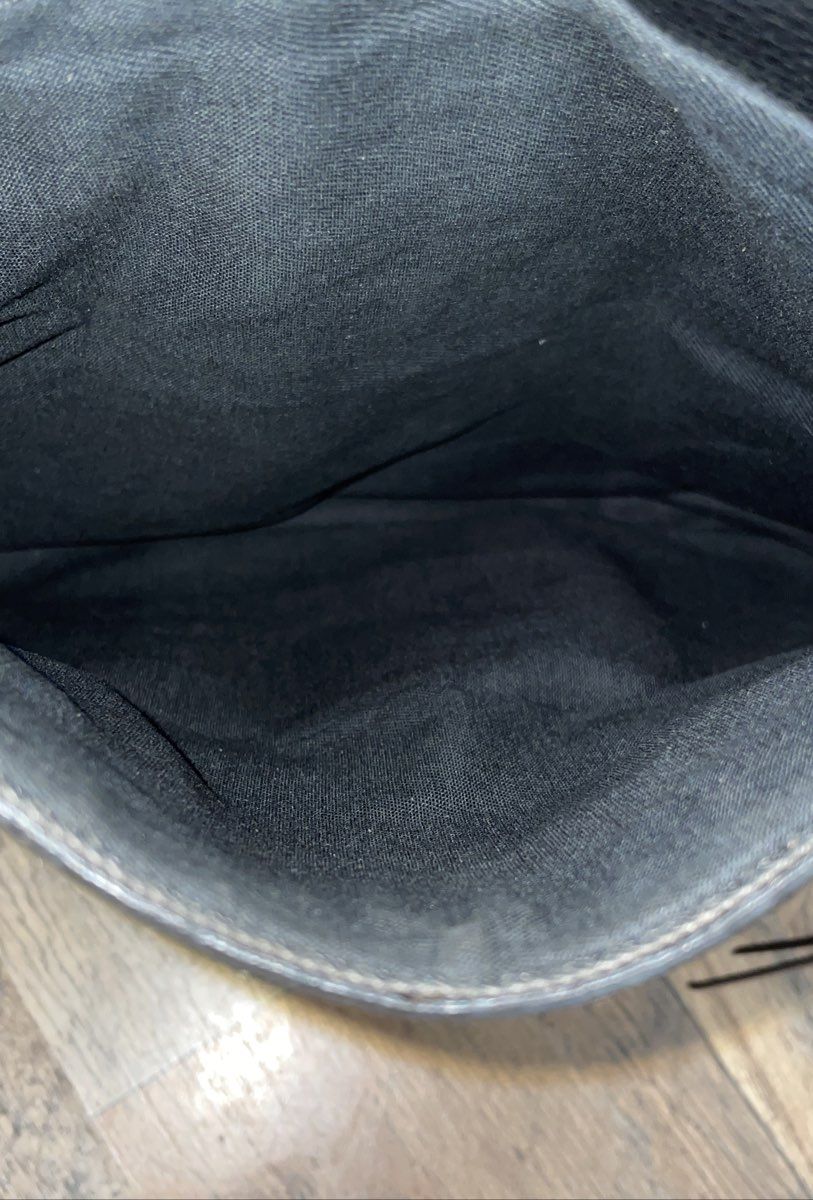 Fossil Black Pebbled Leather Multi-Pocket Crossbody Bag Brass Hardware