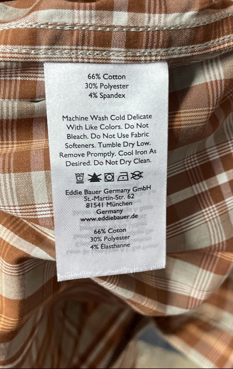 Eddie Bauer Men's Adventurer Flex Shirt Rust Brown Plaid Western Yoke NWT TXL