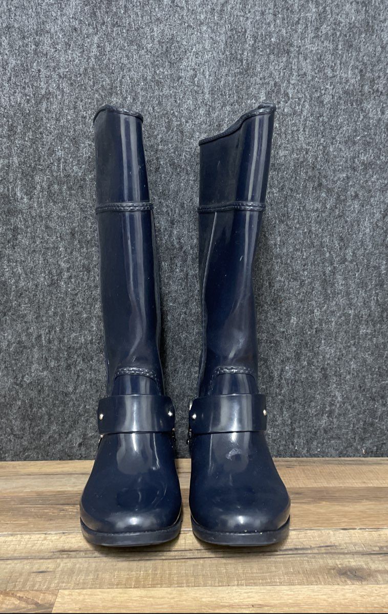 Michael Michael Kors Fulton Harness Navy Women's Rain Boots Size 6
