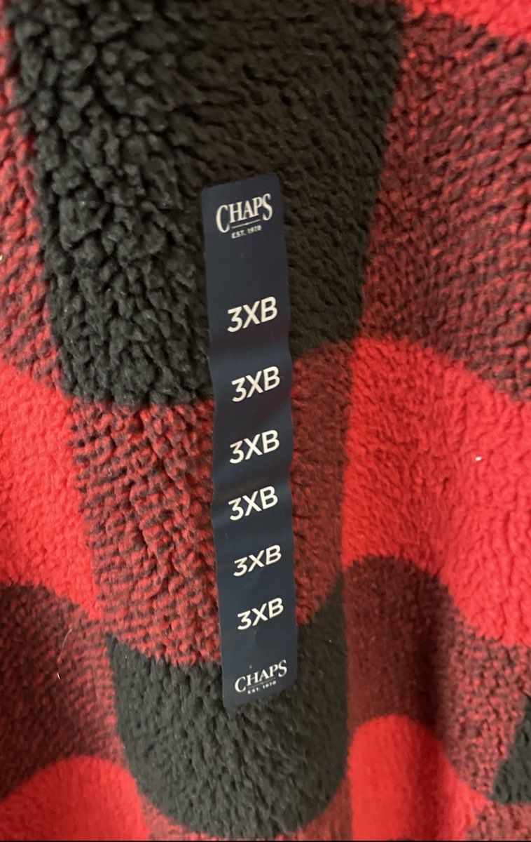 Chaps Men's Red Black Buffalo Plaid 1/4 Zip Fleece Pullover Sherpa NWT Sz 3XB
