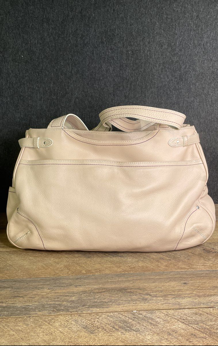 Franklin Covey Pink Full Grain Leather Shoulder Bag Tote Matching Pouch Large