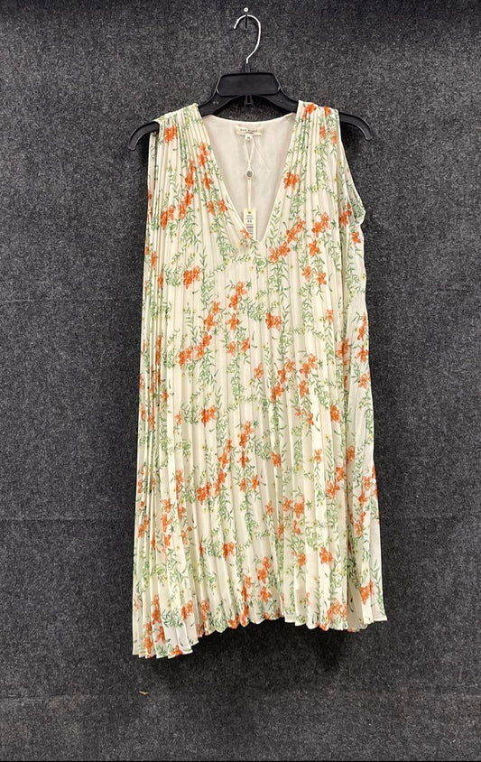 Max Studio Women's Cream Floral Pleated Sleeveless V-Neck Dress NWT Size XS