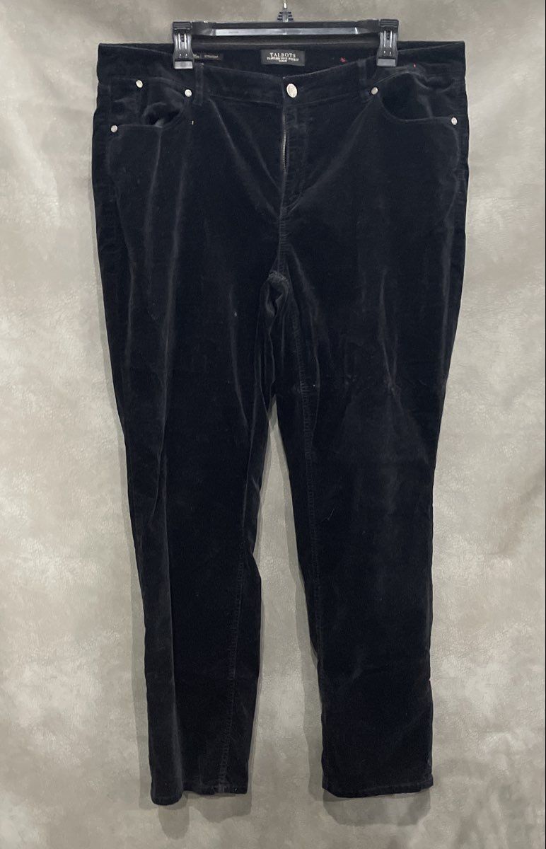Talbots Women's Black Flawless Five-Pocket Straight Leg Velvet Pants Sz 16W
