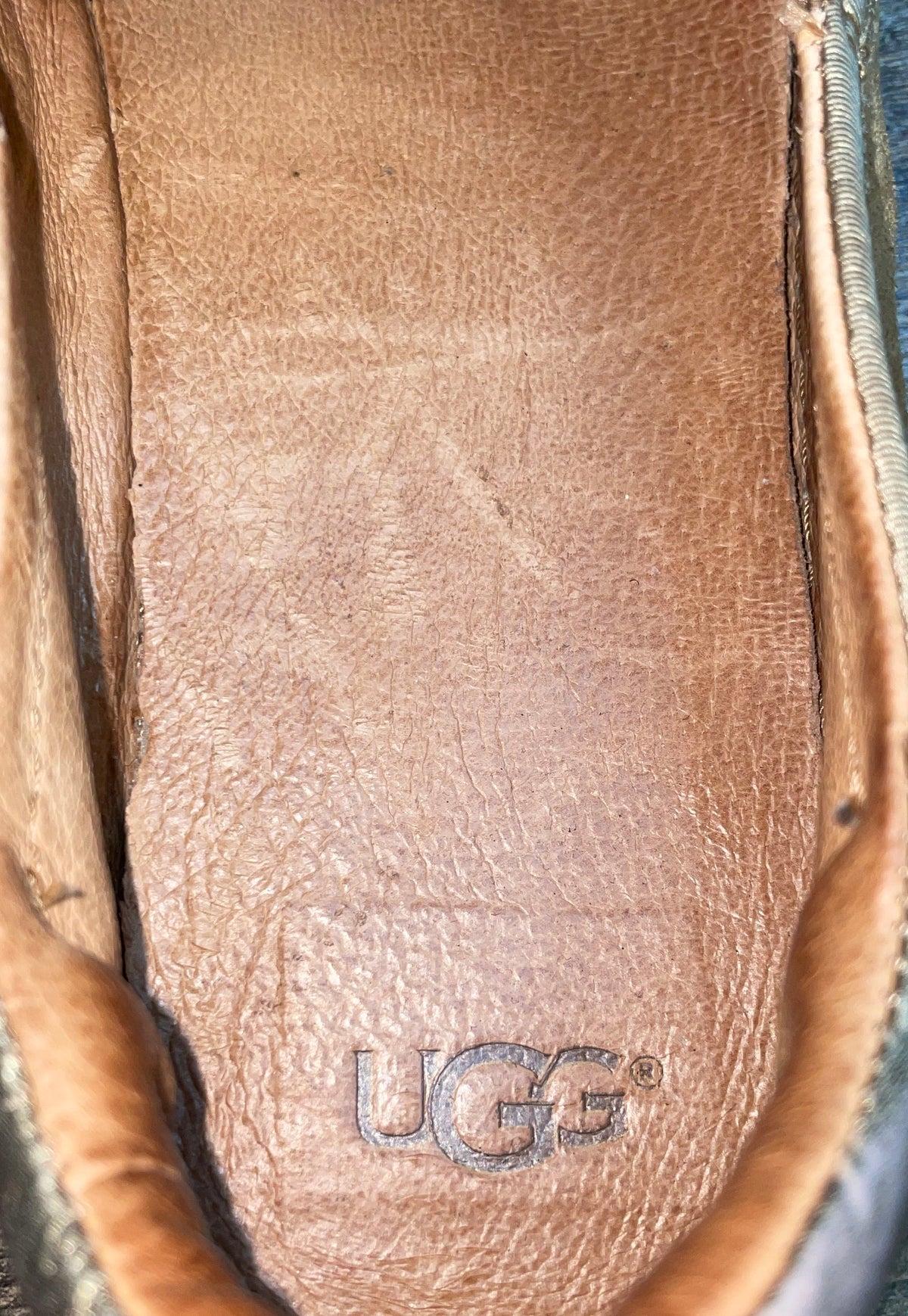 UGG Cas Chestnut Suede Gold Metallic Heel Slip On Sneakers Women's Size 9.5