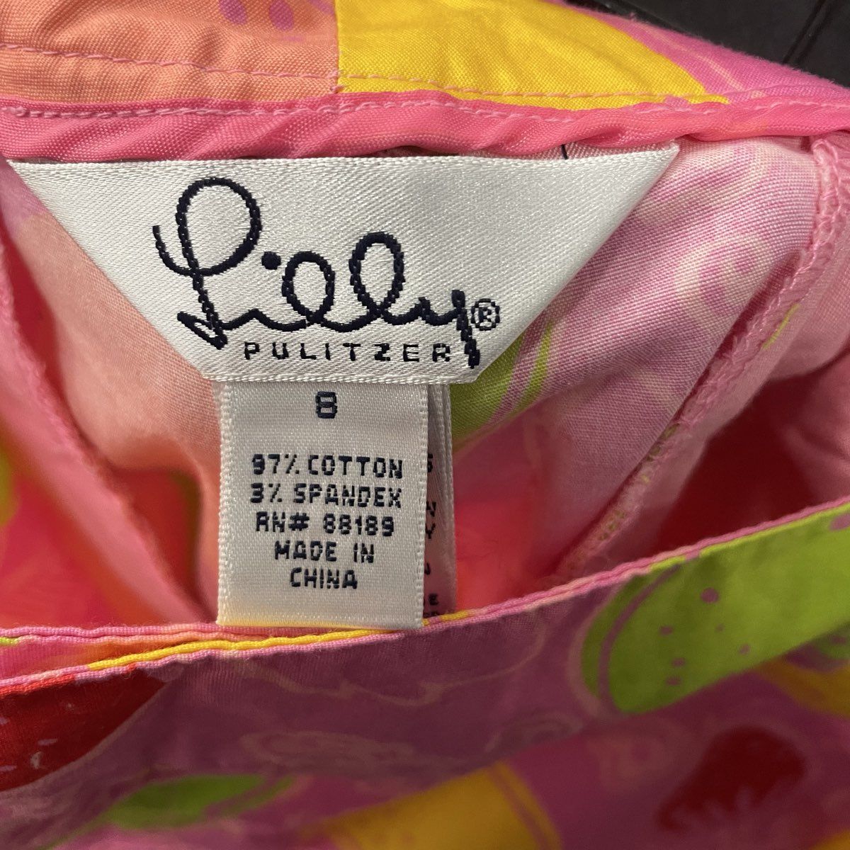 Lilly Pulitzer Women's Pink Fruit Print Pants Citrus Strawberry Pear Size 8