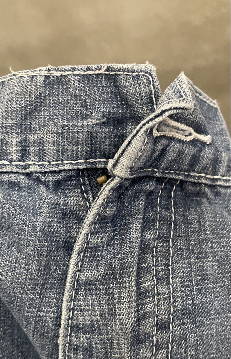 M. Society Men's Blue Straight Leg Faded Denim Contrast Stitch Jeans Sz 40x32