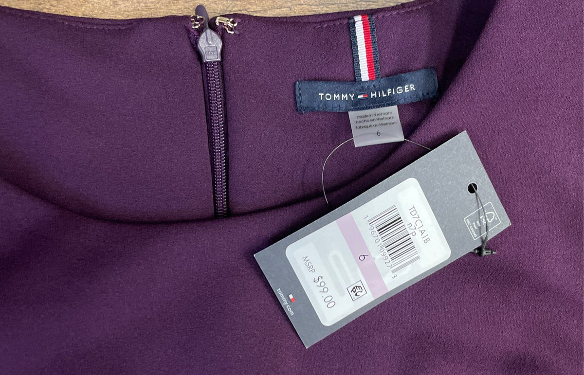 Tommy Hilfiger Women's Colorblock Sheath Dress Purple Black Beige Sz 6 NWT
