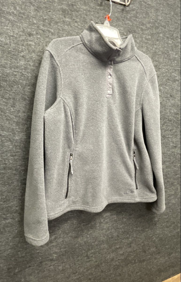 L.L.Bean Women's Gray Quarter Snap Fleece Pullover Jacket Sz L Reg