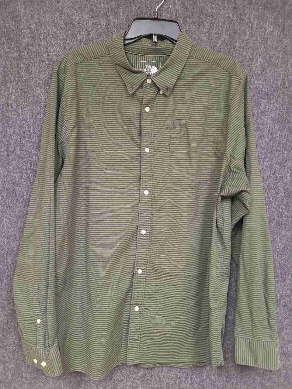 The North Face Men's Green Microstripe Long Sleeve Button Down Shirt Sz XL