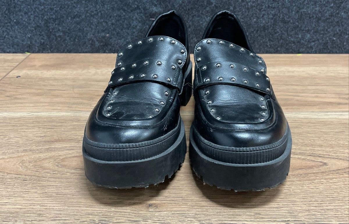 BCBGeneration Marley Black Studded Lug Sole Loafers Size 9.5M