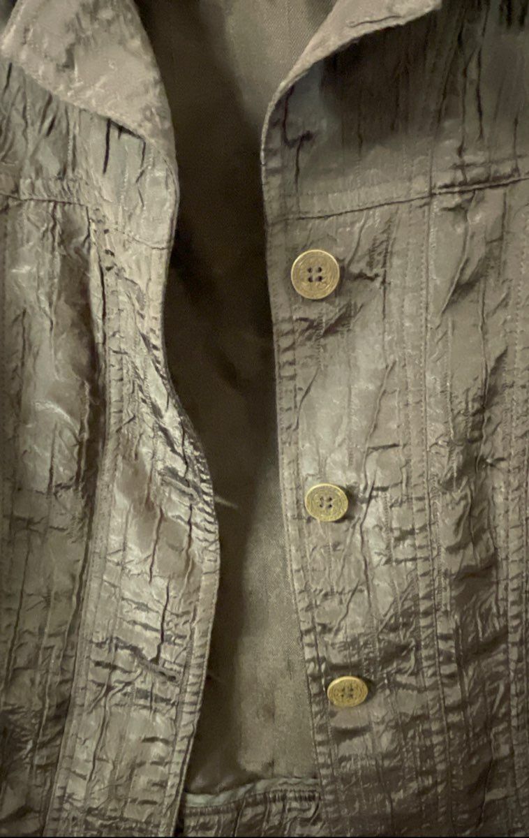 Chico's Women's Jacket Blazer Brown Lightweight Textured Crinkle Size 2 L