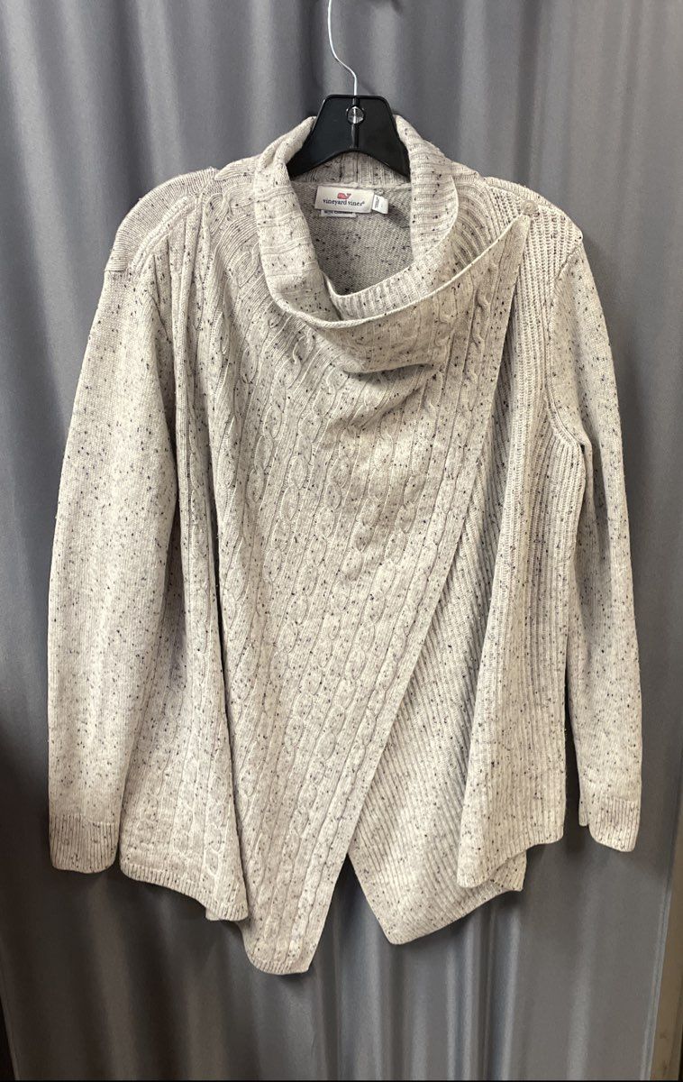 Vineyard Vines Women's Gray Speckled Wool Cashmere Wrap Cardigan Size L