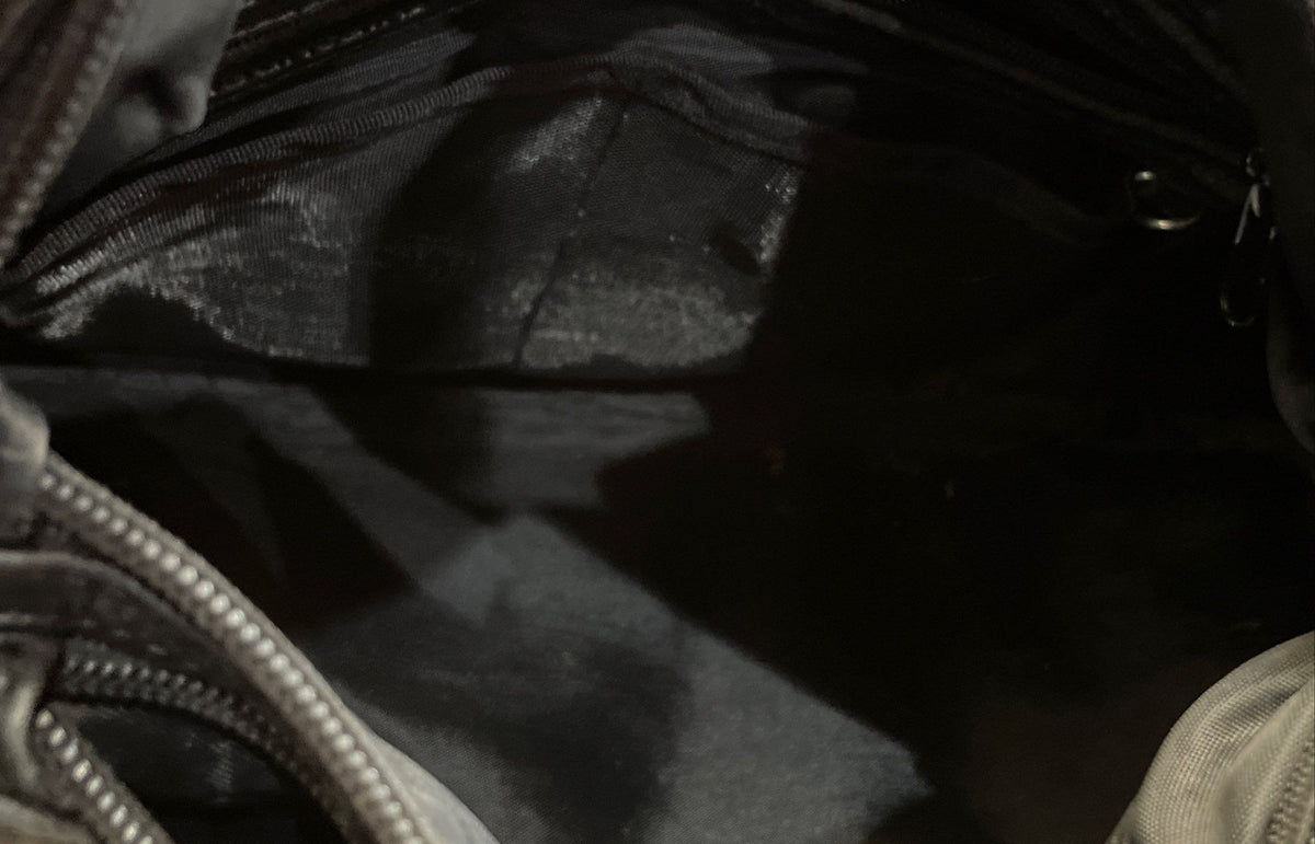 Vintage Stone Mountain Black Leather Crossbody Shoulder Bag Silver Hardware