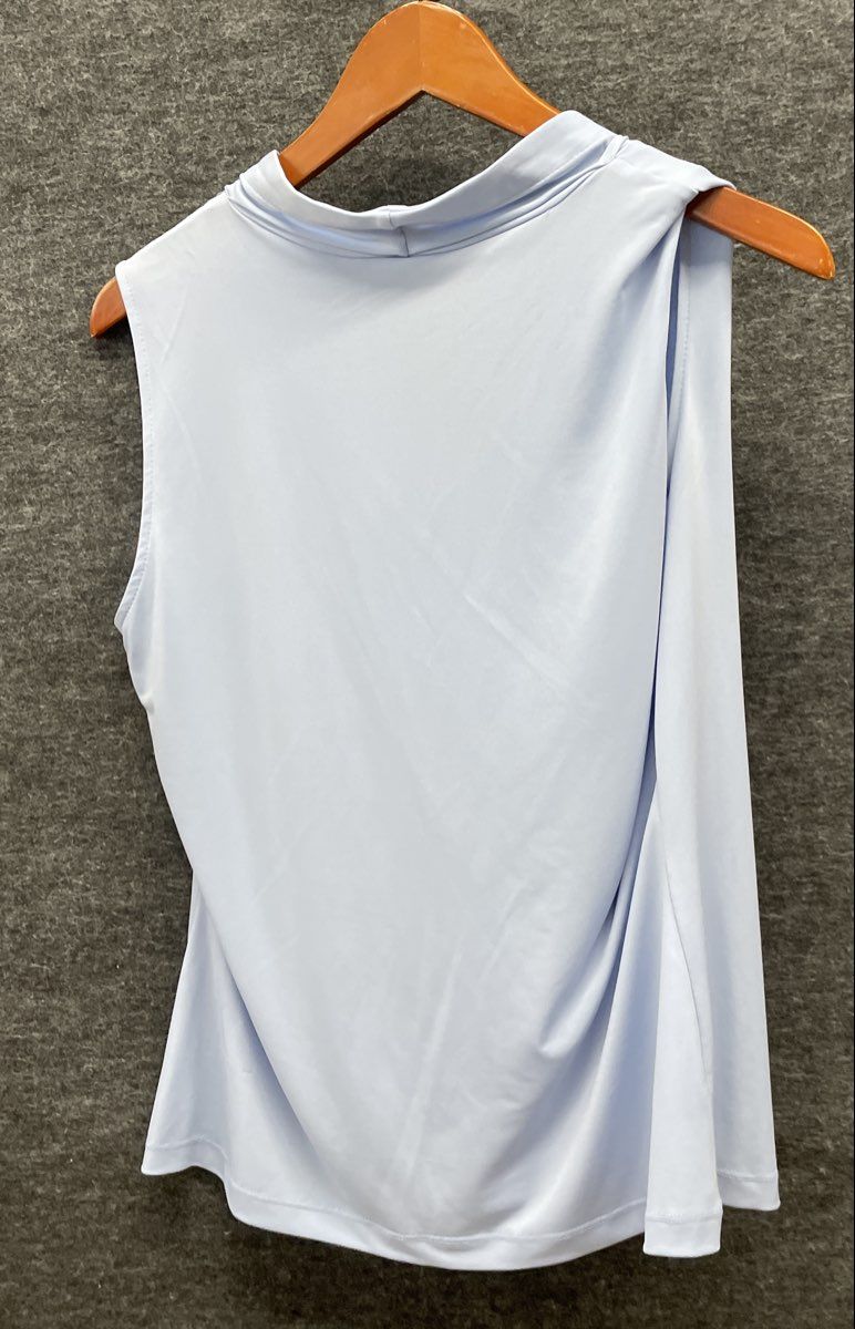 Calvin Klein Women's Light Blue Sleeveless V-Neck Pleated Blouse Size M