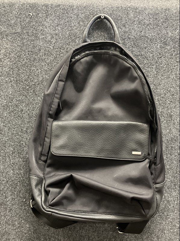 Calvin Klein Black Nylon and Pebble Texture Mixed Media Backpack Bag