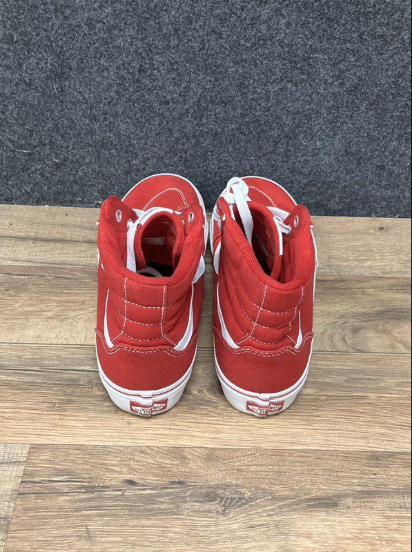 Vans Sk8-Hi Red White Canvas High Top Sneakers Women's Size 9.5