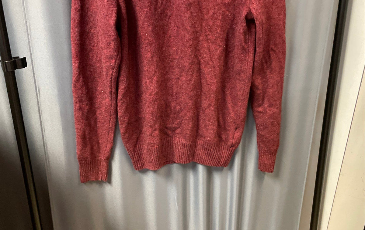 Timberland Men's Burgundy Heathered 1/4 Button Wool Blend Pullover Sweater Sz M