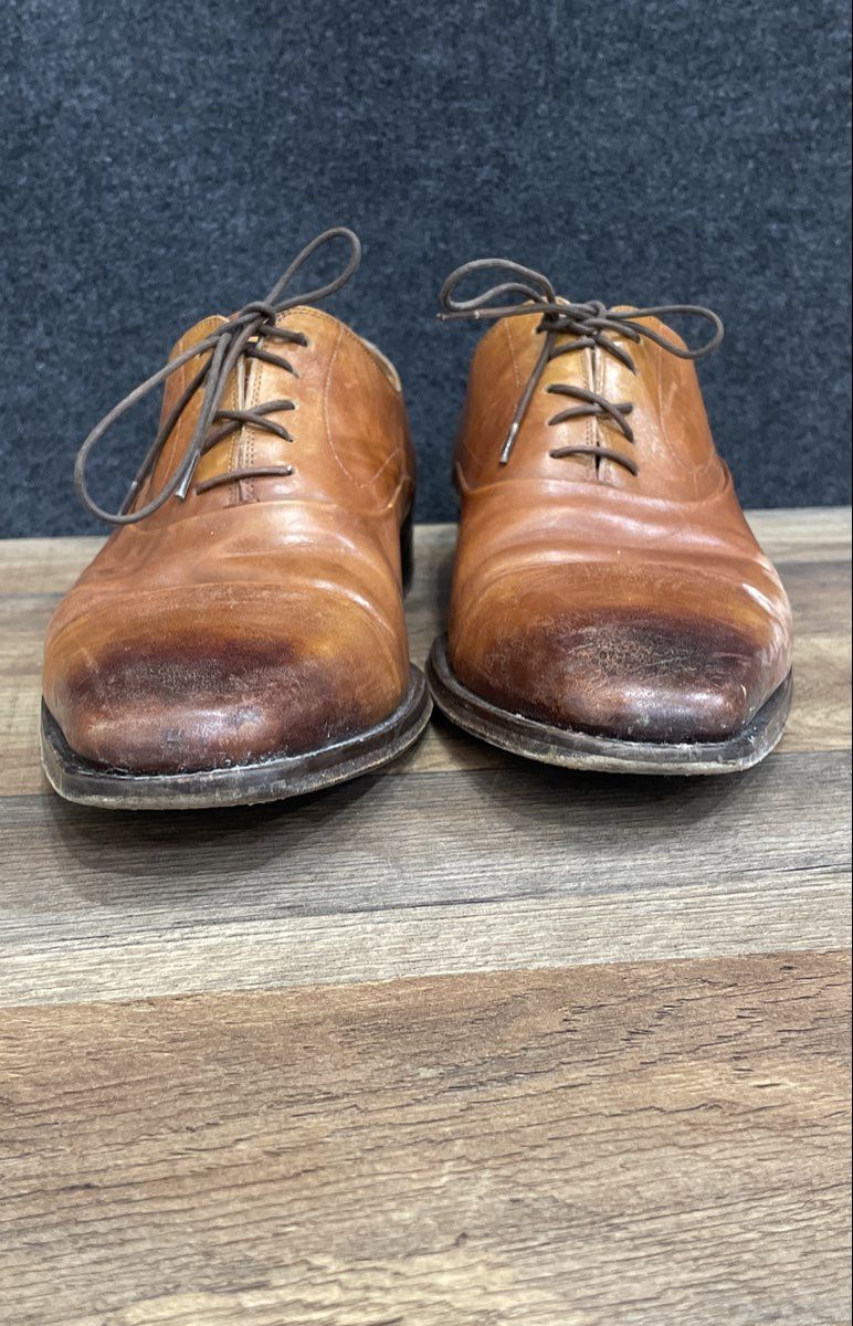 Magnanni Brown Leather Burnished Toe Lace Up Dress Shoes Men's Size 11 M