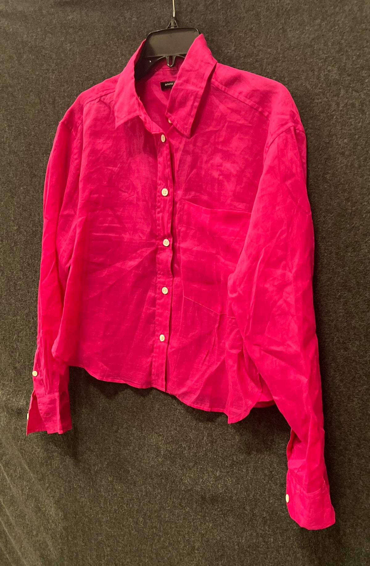 Banana Republic Women's Pink Ramie Long Sleeve Cropped Button Down Sz S NWT