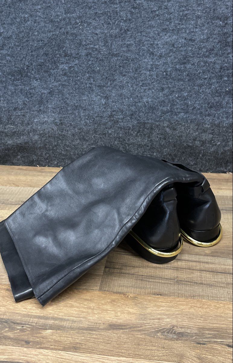 Ralph Lauren Jenny Black Leather Knee High Harness Boots Women's Size 9.5
